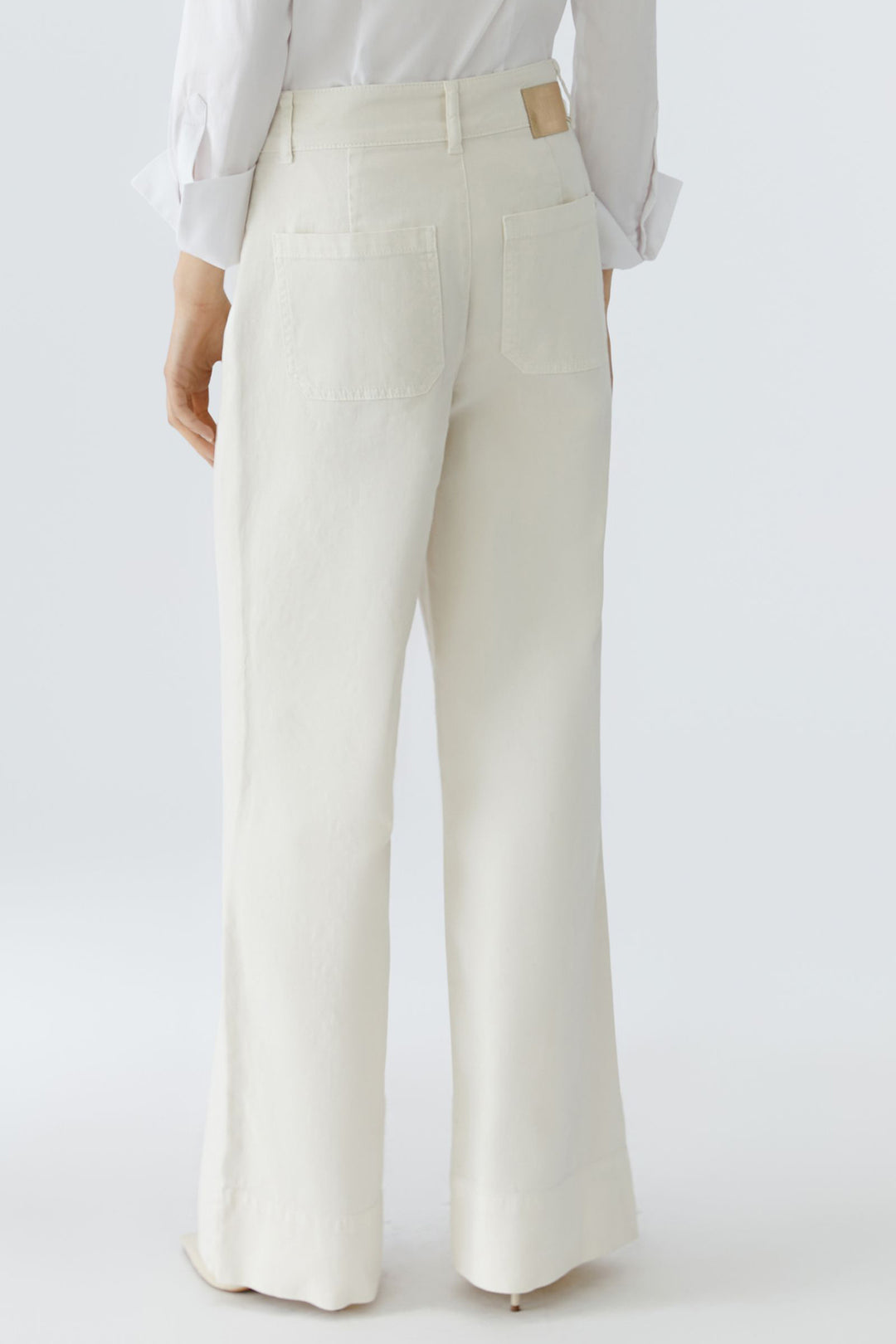 Oui 97657 Whitecap Grey Offwhite High Waist Wide Leg Jeans