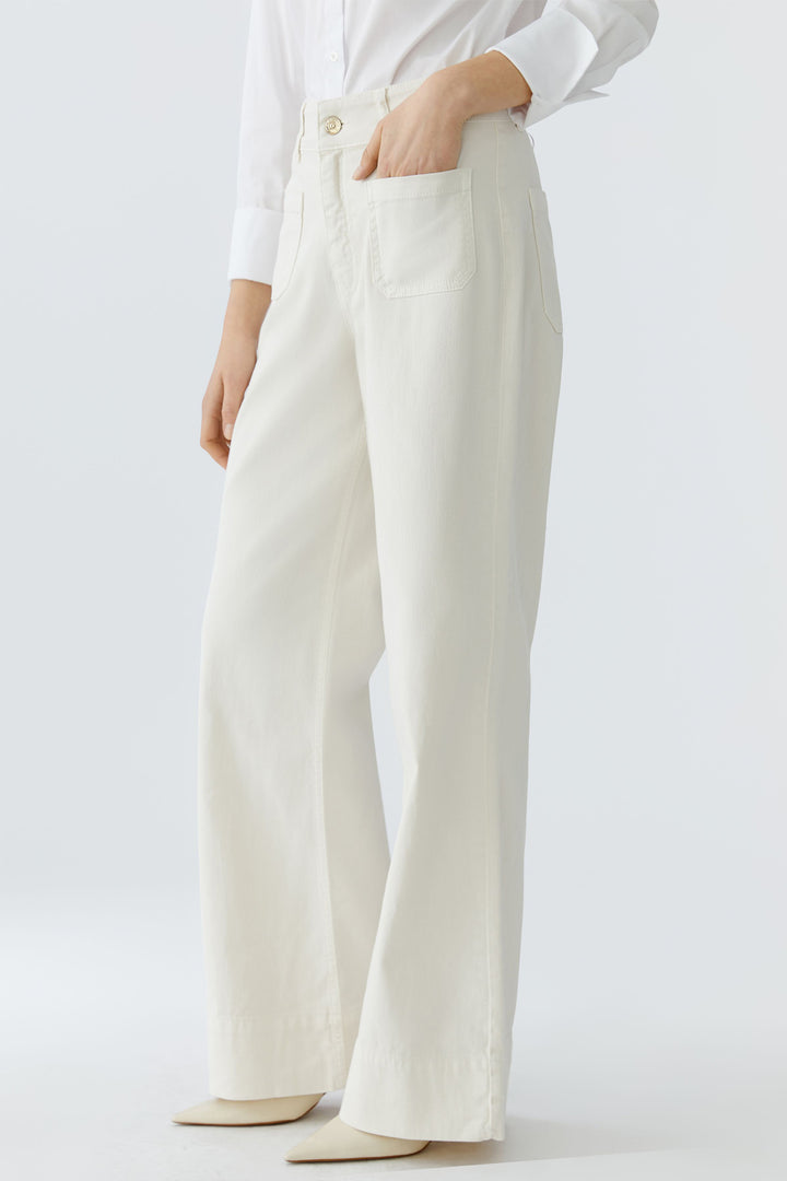 Oui 97657 Whitecap Grey Offwhite High Waist Wide Leg Jeans