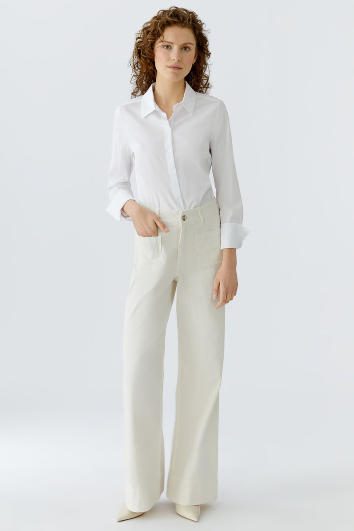 Oui 97657 Whitecap Grey Offwhite High Waist Wide Leg Jeans