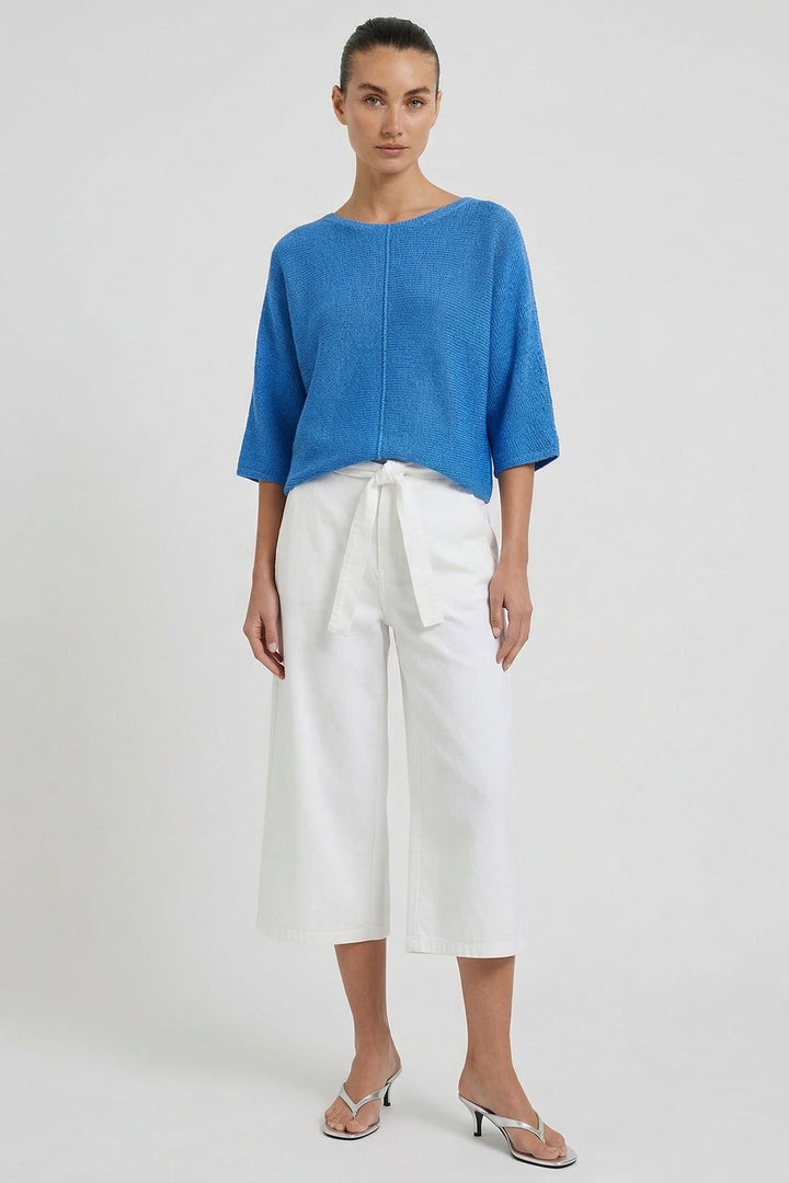 Oui 97857 Marina Blue Wide Neck Jumper