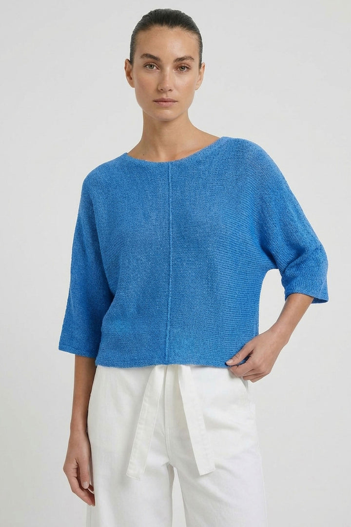 Oui 97857 Marina Blue Wide Neck Jumper