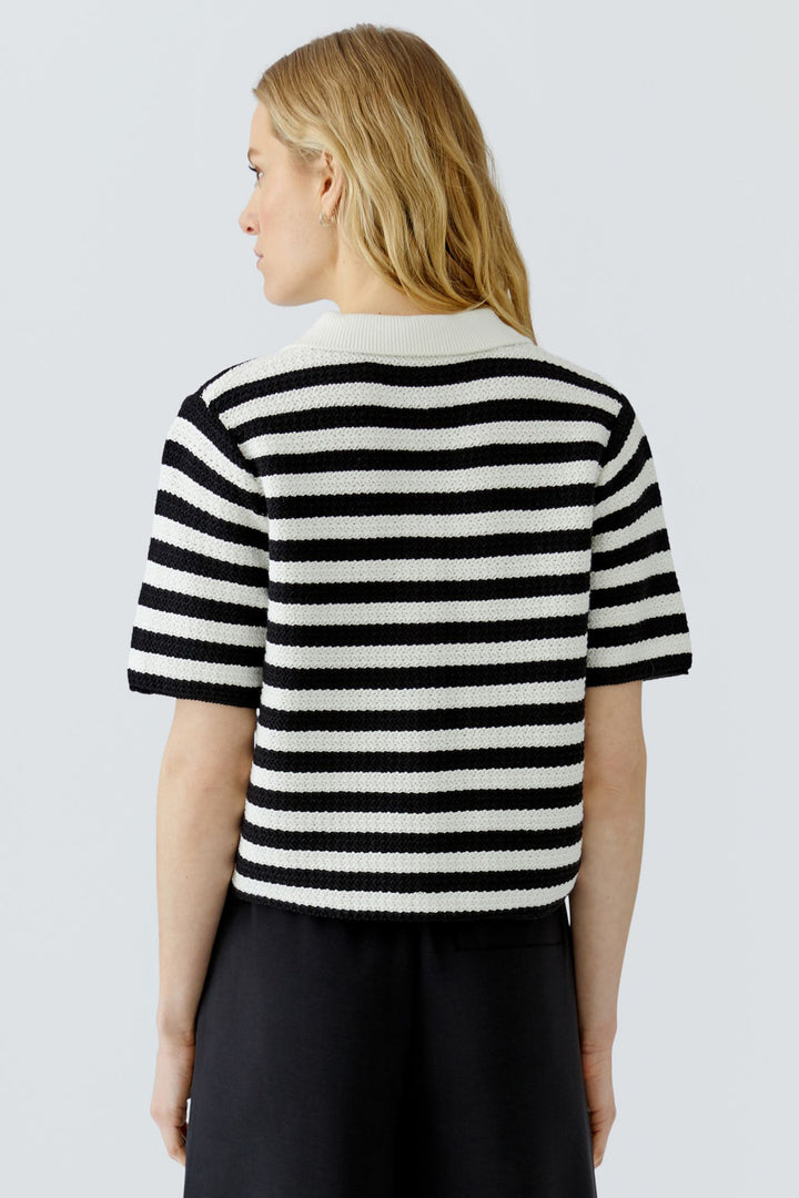 Oui 97886 White Black Stripe Cardigan Jacket
