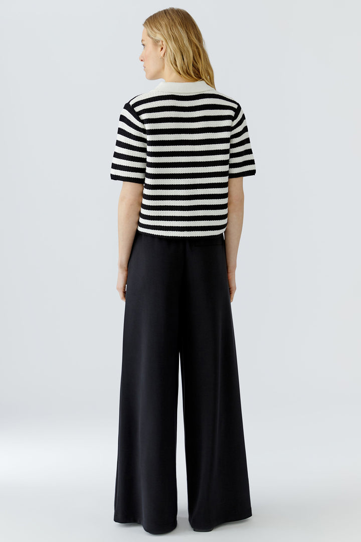Oui 97886 White Black Stripe Cardigan Jacket