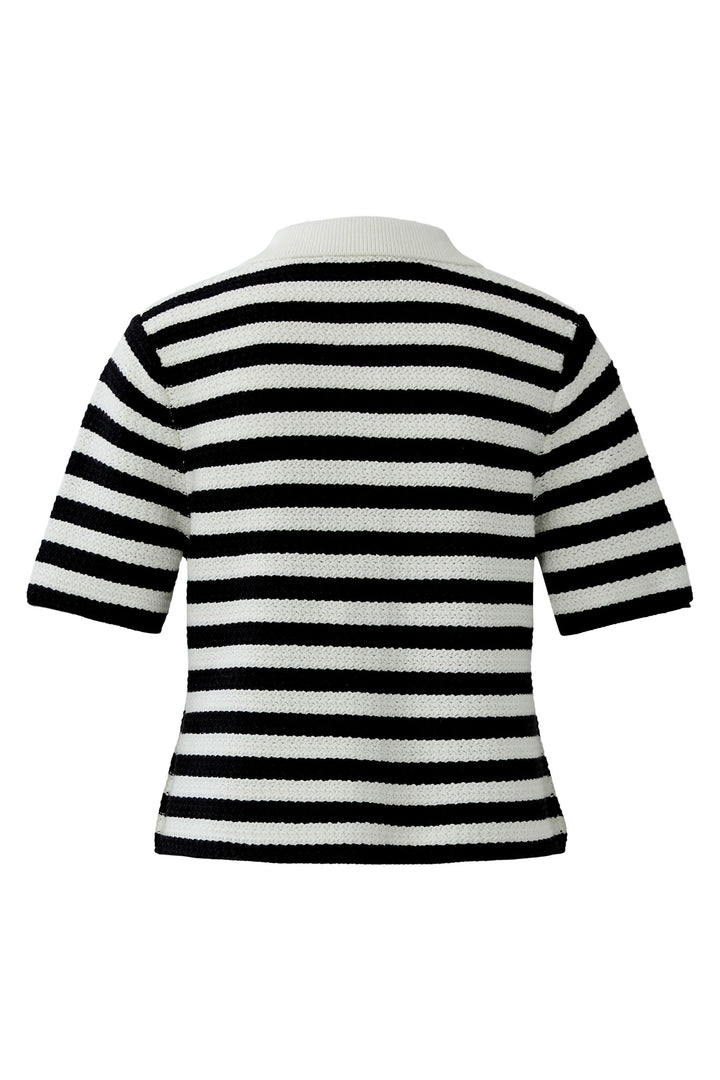 Oui 97886 White Black Stripe Cardigan Jacket