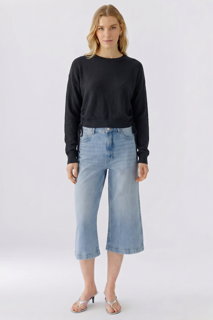 Oui 97933 Black Drawstring Waist Jumper