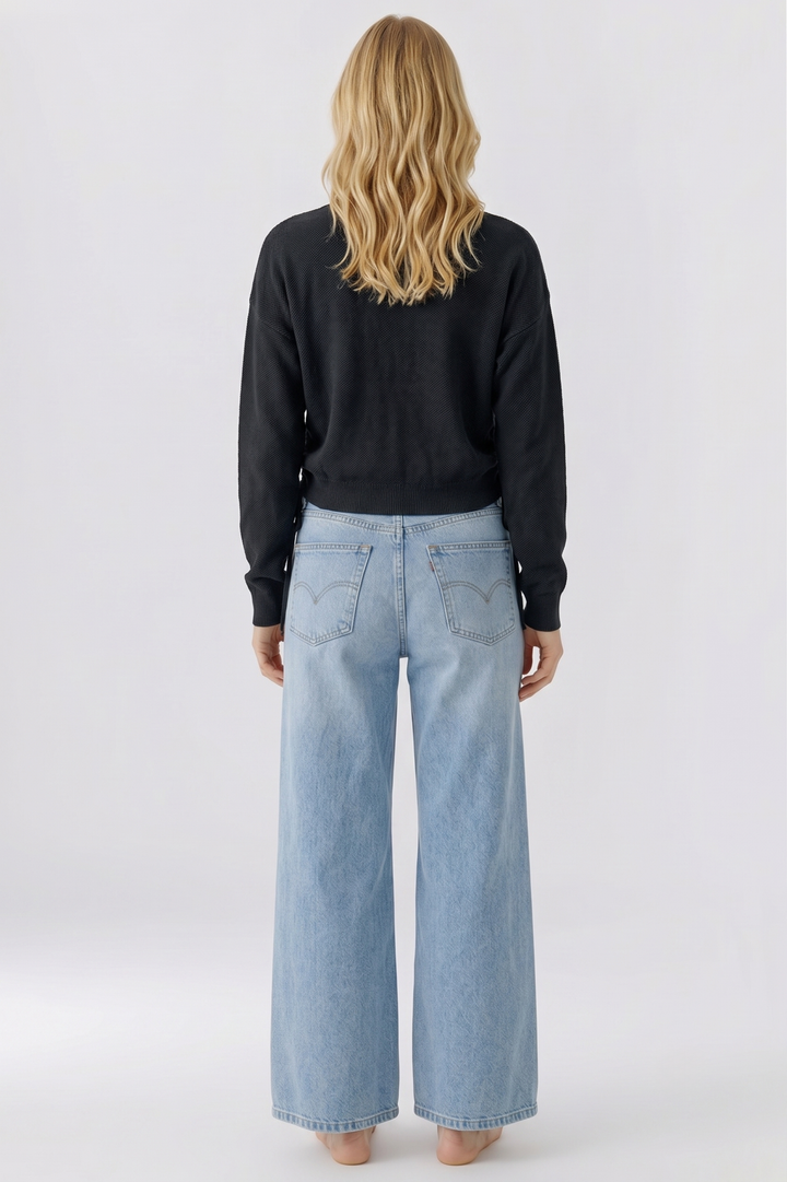 Oui 97933 Black Drawstring Waist Jumper