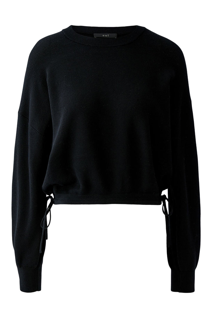 Oui 97933 Black Drawstring Waist Jumper