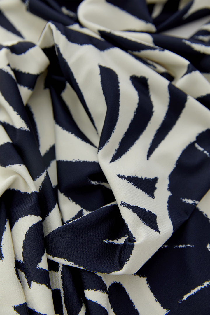 Oui 98422 White Blue Skinny Floral Print Scarf