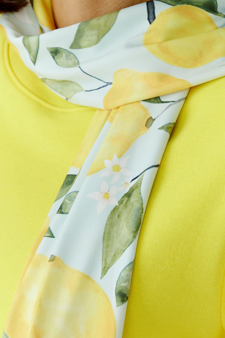 Oui 98422 Yellow Lemon Print Skinny Scarf
