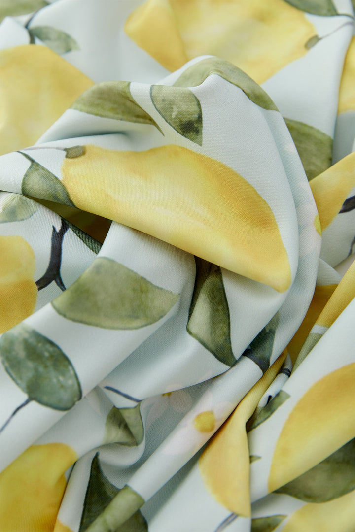Oui 98422 Yellow Lemon Print Skinny Scarf