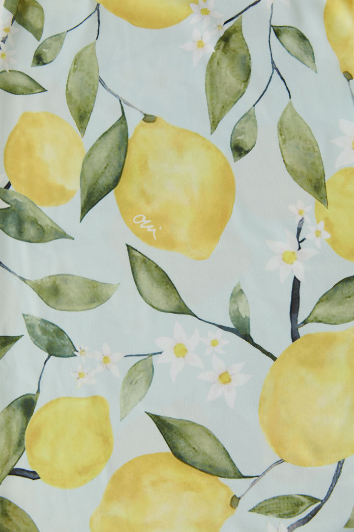 Oui 98422 Yellow Lemon Print Skinny Scarf