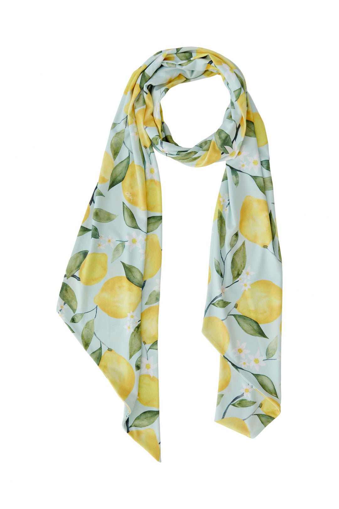 Oui 98422 Yellow Lemon Print Skinny Scarf