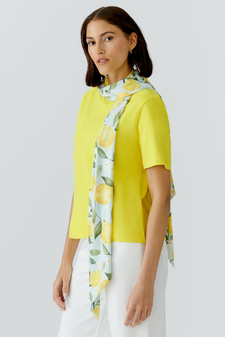 Oui 98422 Yellow Lemon Print Skinny Scarf