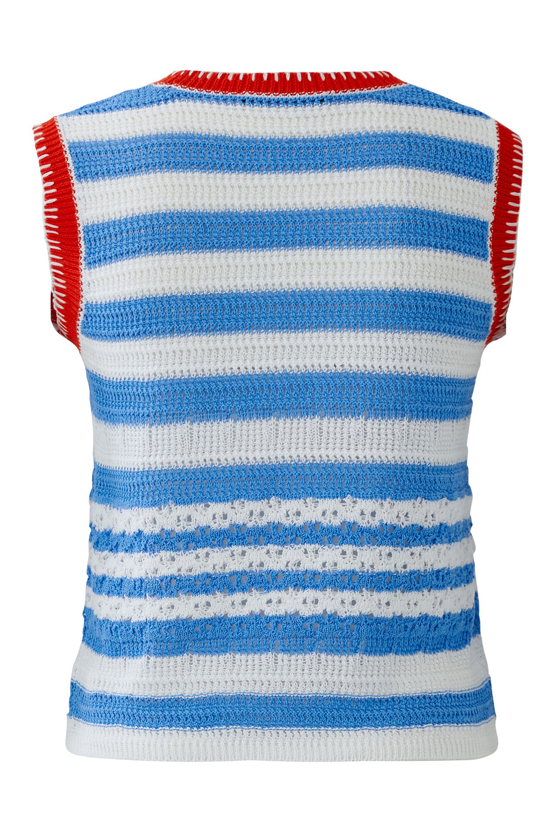 Oui 98576 Light Blue Rose Red Stripe Sleeveless Jumper