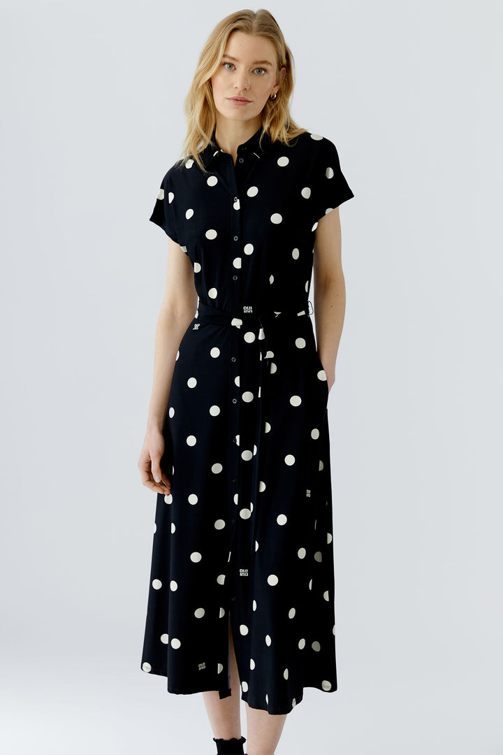 Oui 98578 Black Offwhite Spot Midi Shirt Dress