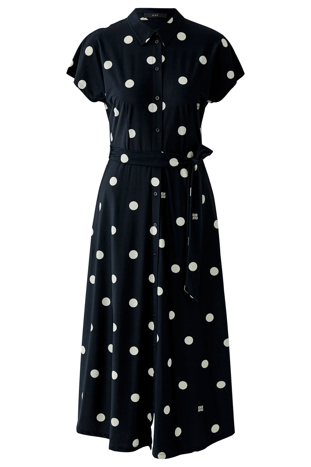 Oui 98578 Black Offwhite Spot Midi Shirt Dress