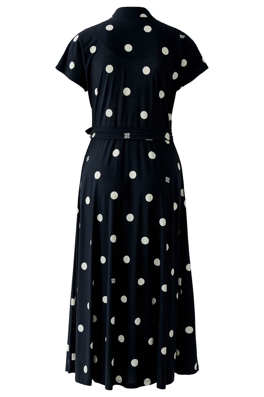 Oui 98578 Black Offwhite Spot Midi Shirt Dress