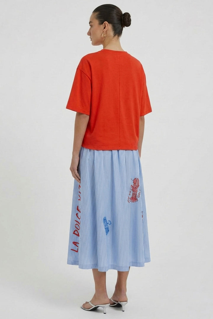 Oui 98601 Red Alert Baci Motif Drawstring Waist T-Shirt