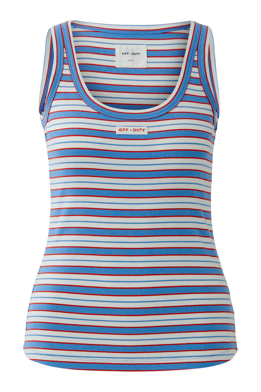 Oui 98628 Light Blue Rose Red Stripe Vest Top
