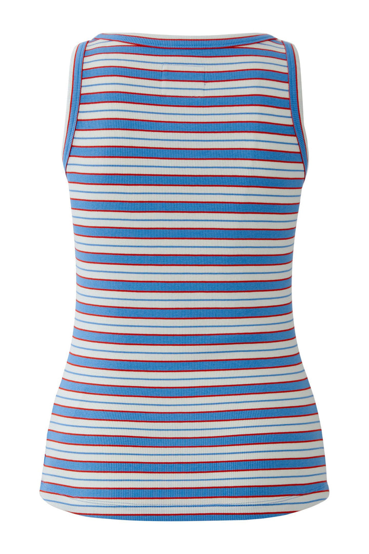 Oui 98628 Light Blue Rose Red Stripe Vest Top