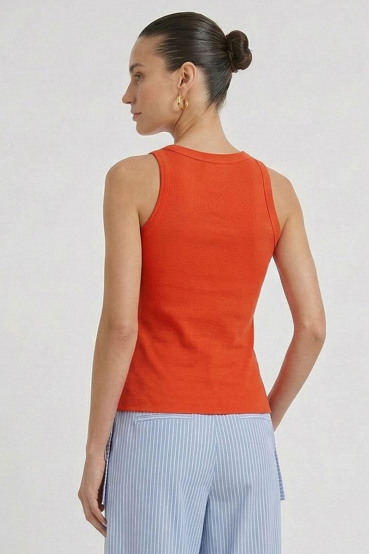 Oui 98629 Red Alert Ciao Bella Ribbed Vest Top