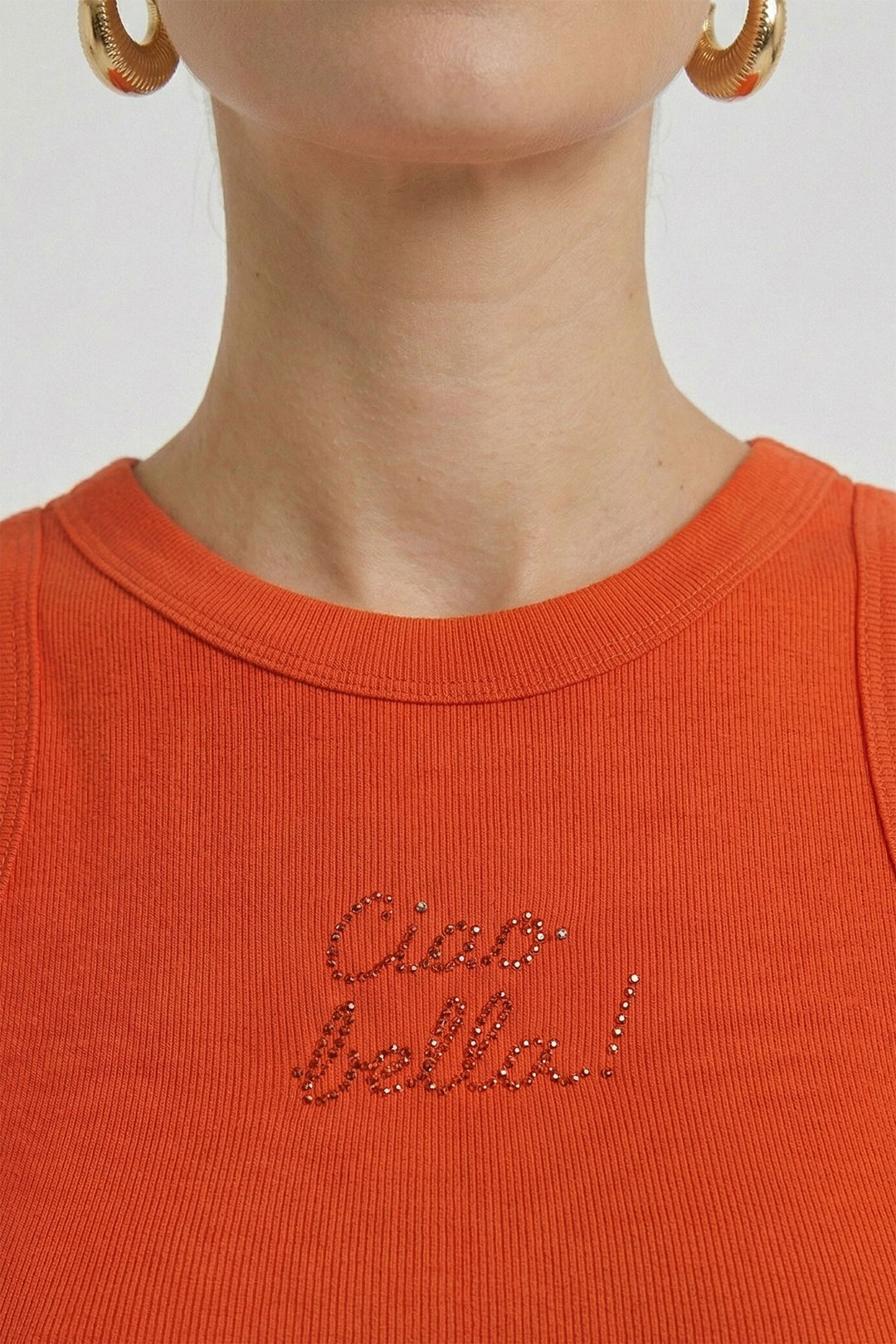 Oui 98629 Red Alert Ciao Bella Ribbed Vest Top
