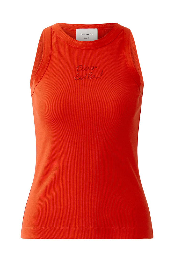Oui 98629 Red Alert Ciao Bella Ribbed Vest Top