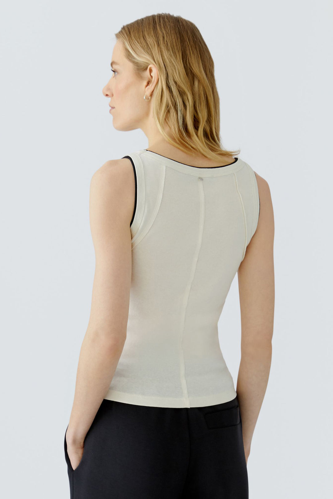 Oui 98631 White Black Tank Top Vest