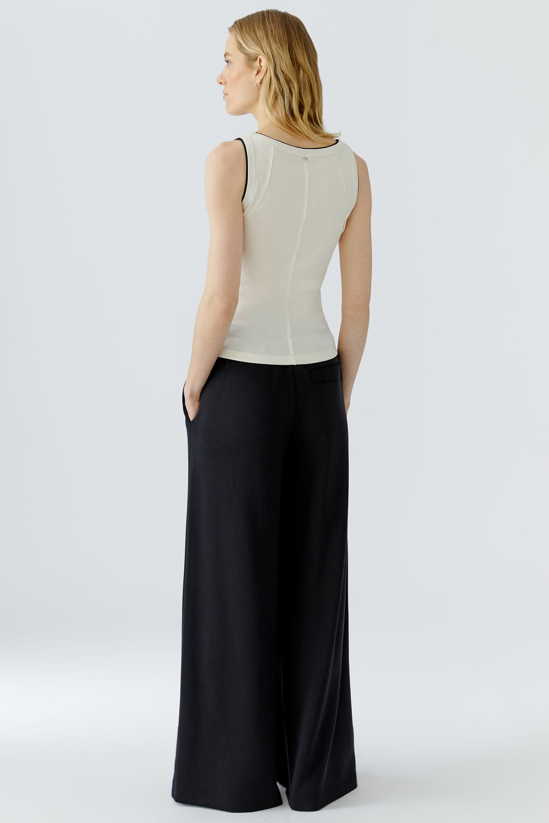 Oui 98631 White Black Tank Top Vest