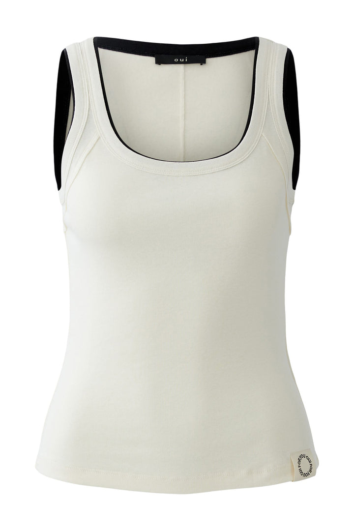 Oui 98631 White Black Tank Top Vest