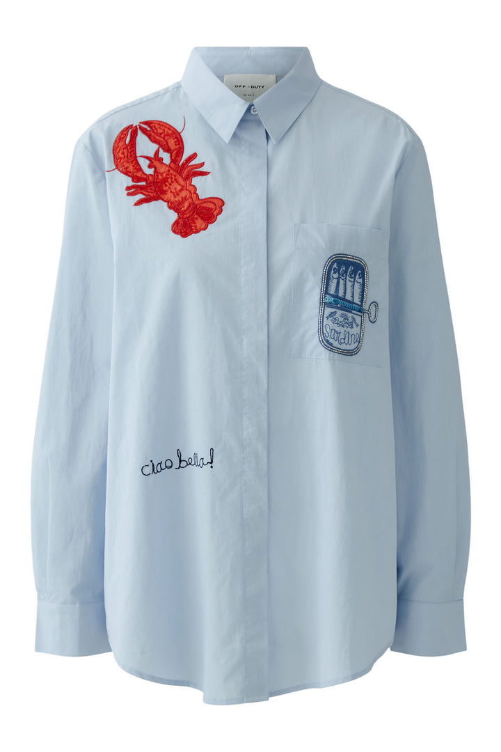 Oui 98651 Kentucky Blue Embroidered Shirt