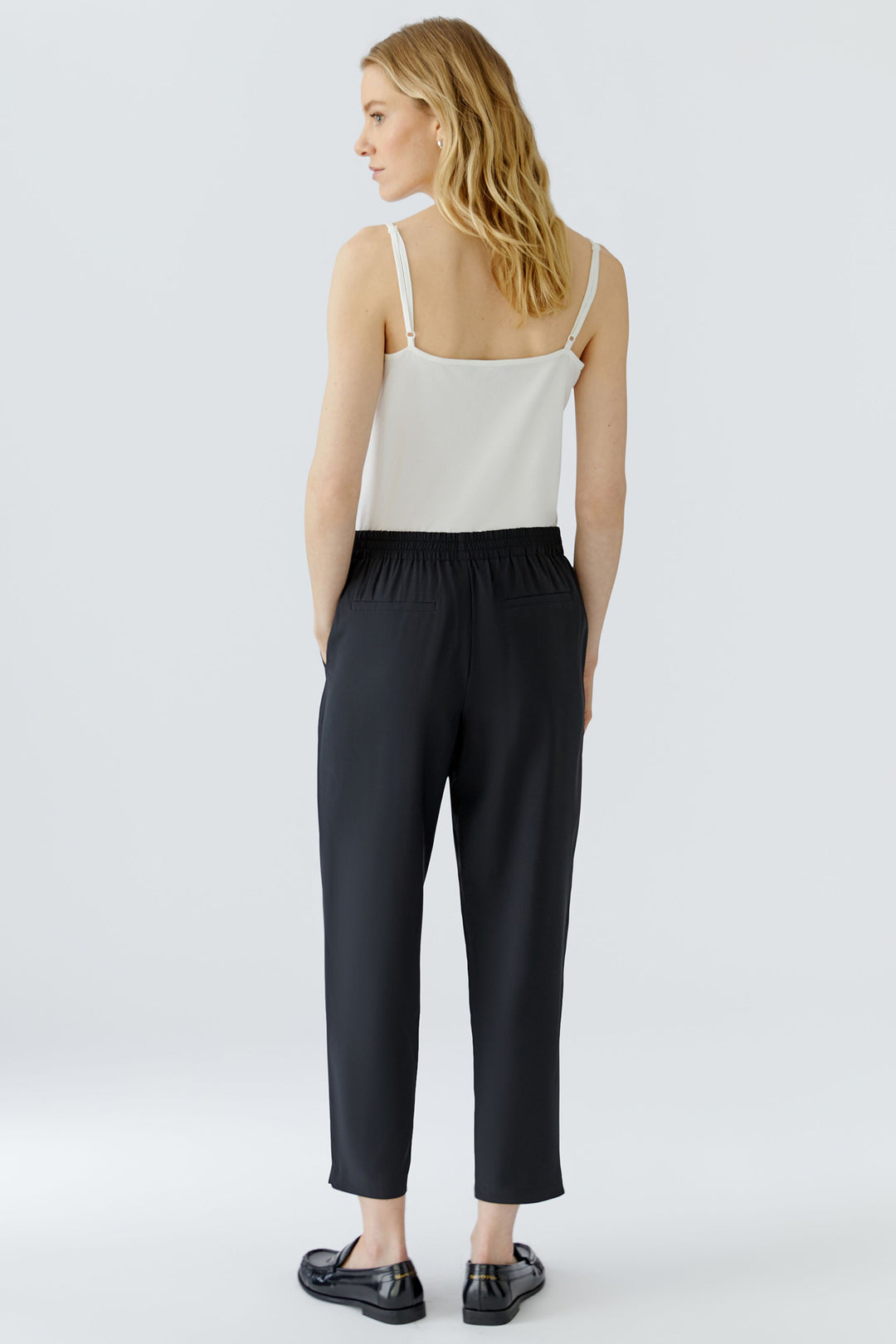 Oui 98657 Black Crop Pull-On Trousers