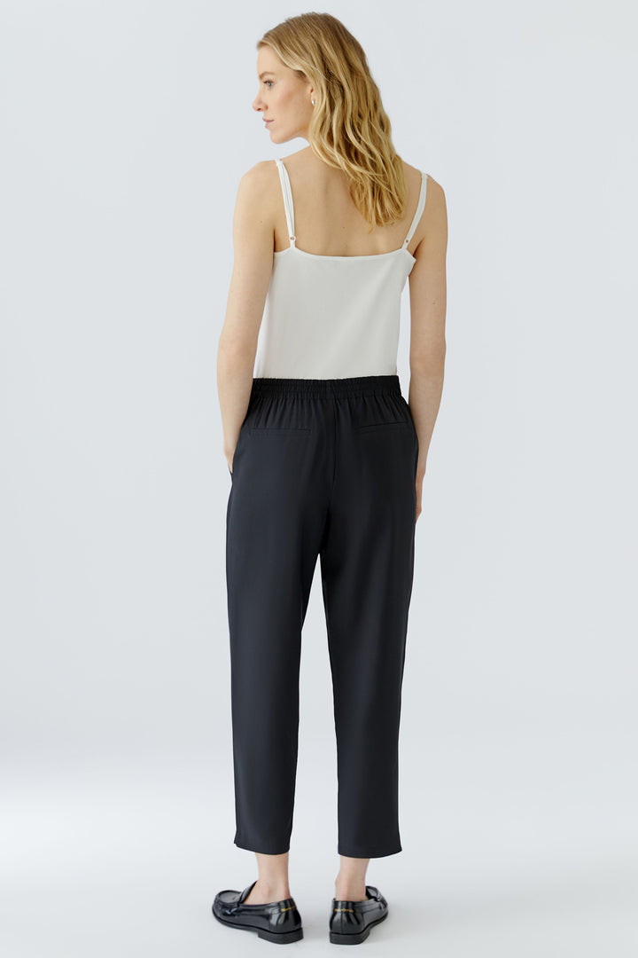 Oui 98657 Black Crop Pull-On Trousers
