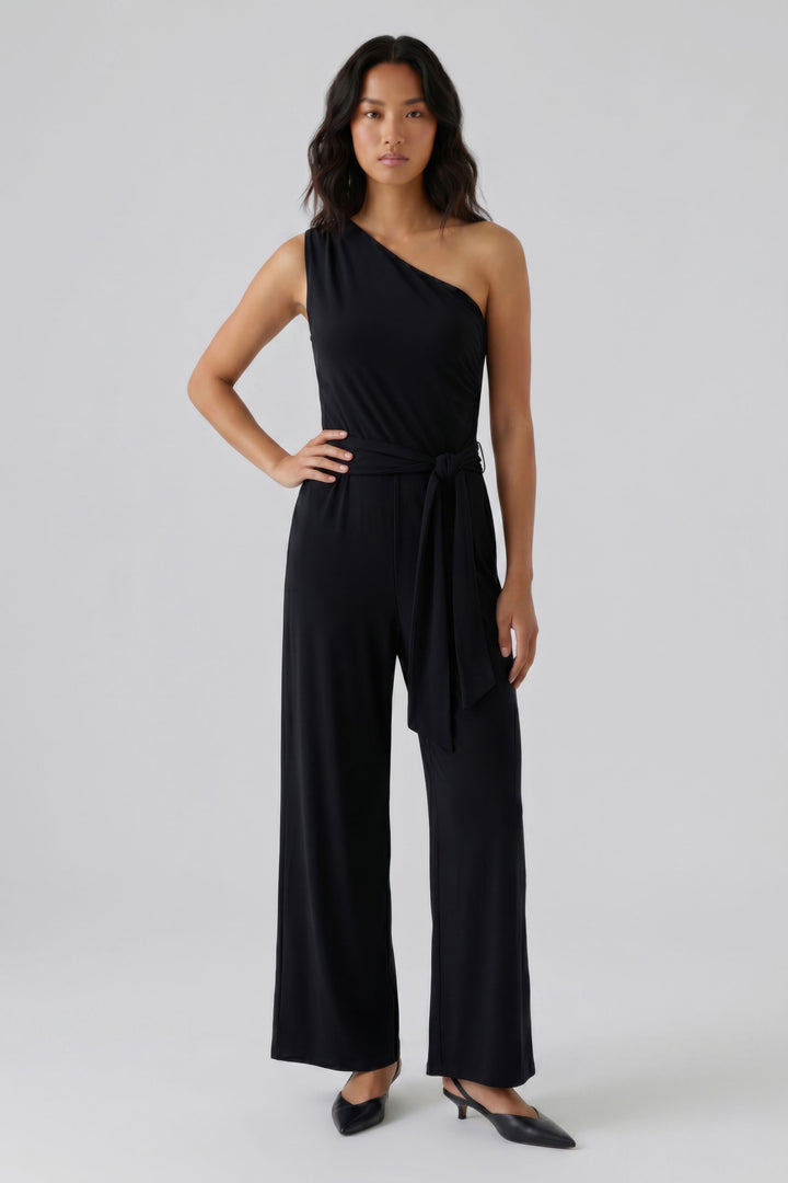 Oui 98713 Black One Shoulder Jumpsuit