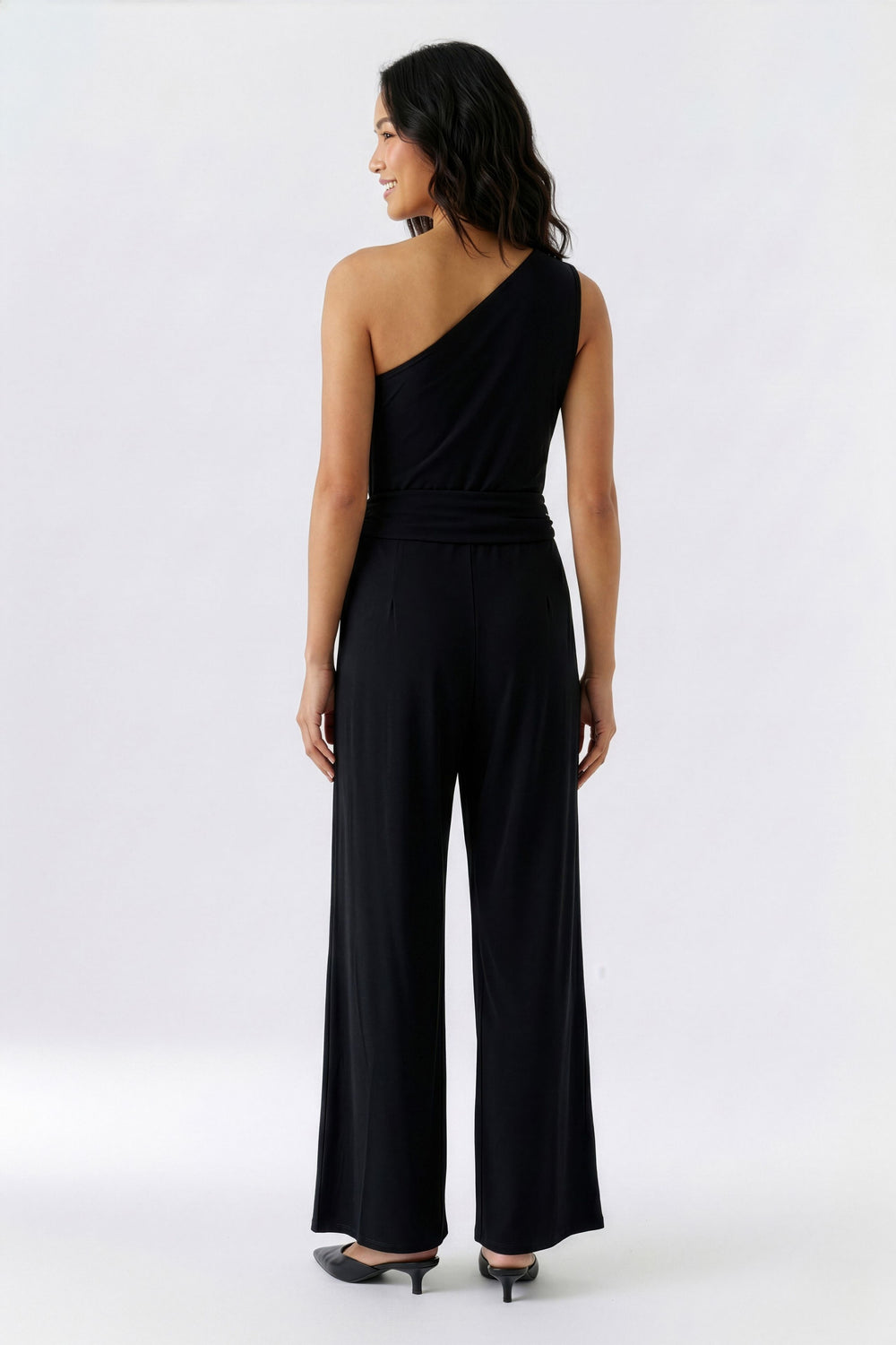 Oui 98713 Black One Shoulder Jumpsuit