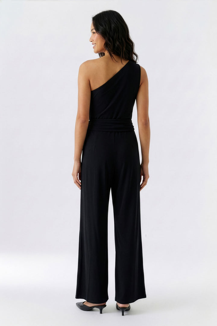 Oui 98713 Black One Shoulder Jumpsuit