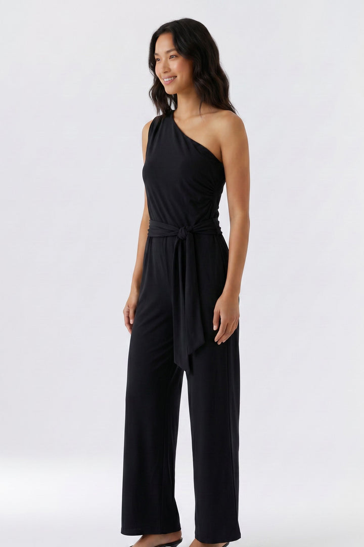 Oui 98713 Black One Shoulder Jumpsuit