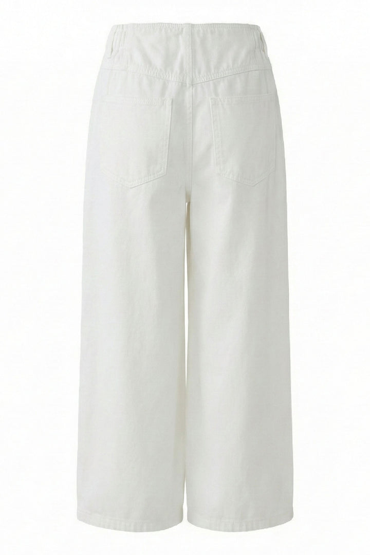 Oui 97604 Optic White Culotte Trousers