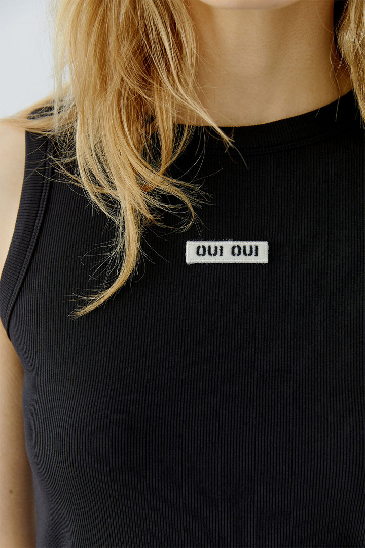 Oui 98896 Black Vest Tank Top