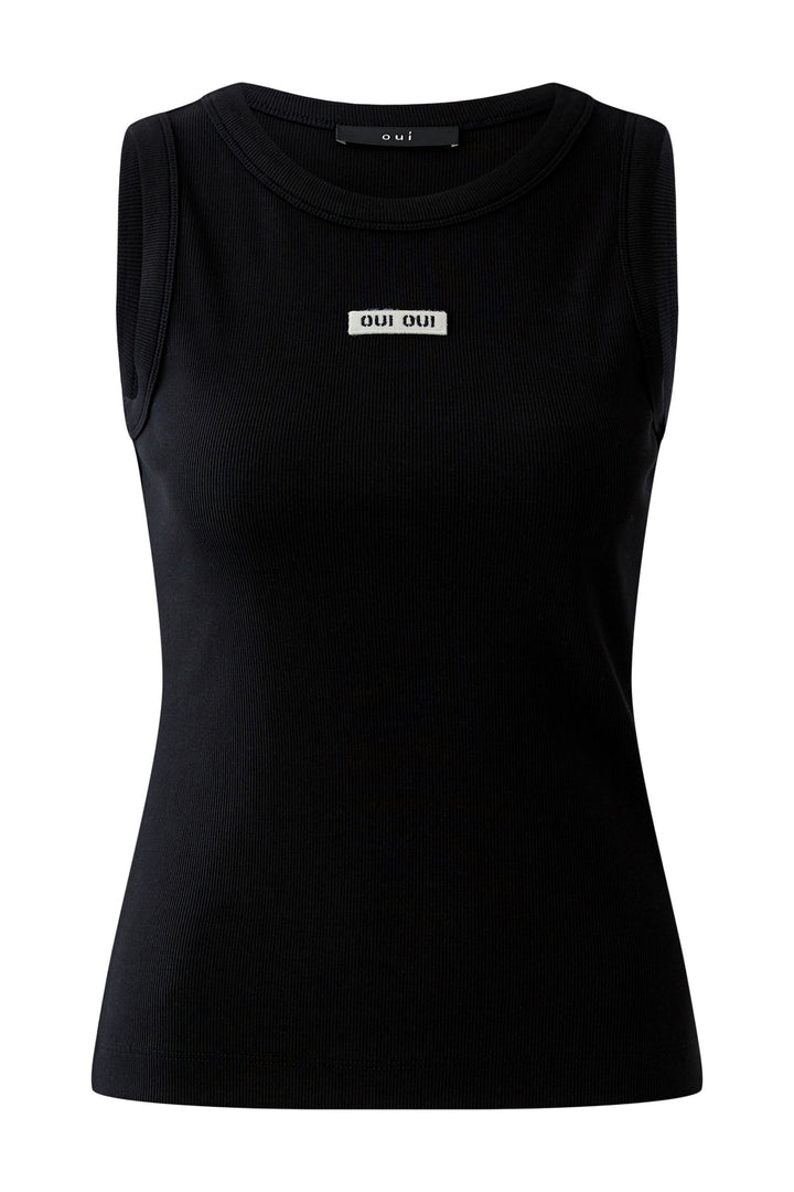 Oui 98896 Black Vest Tank Top
