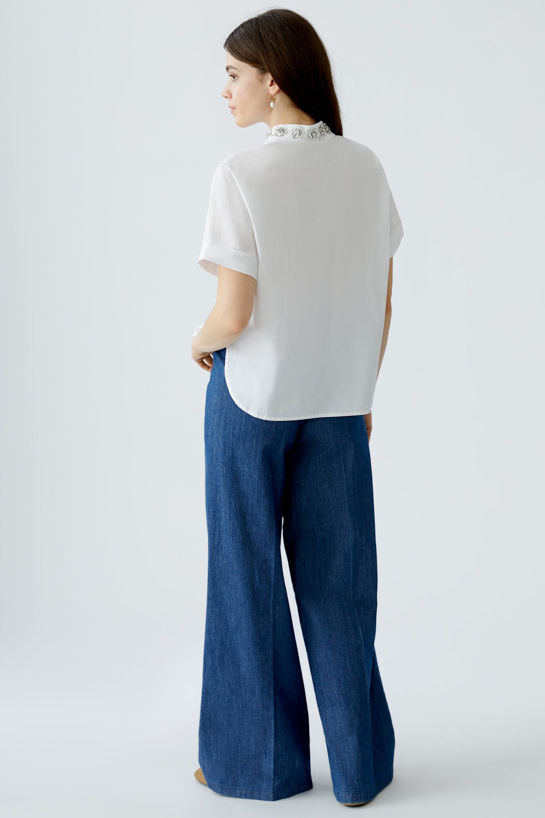 Oui Blouse 93690 Short Sleeve Optic White 1002 - Olivia Grace Fashion