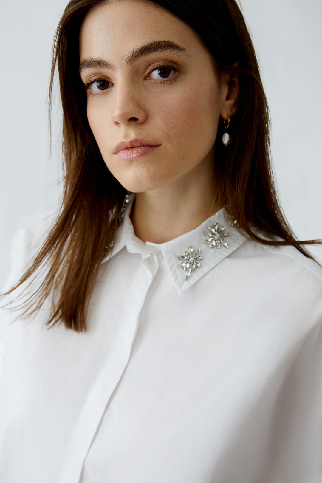 Oui Blouse 93690 Short Sleeve Optic White 1002 - Olivia Grace Fashion