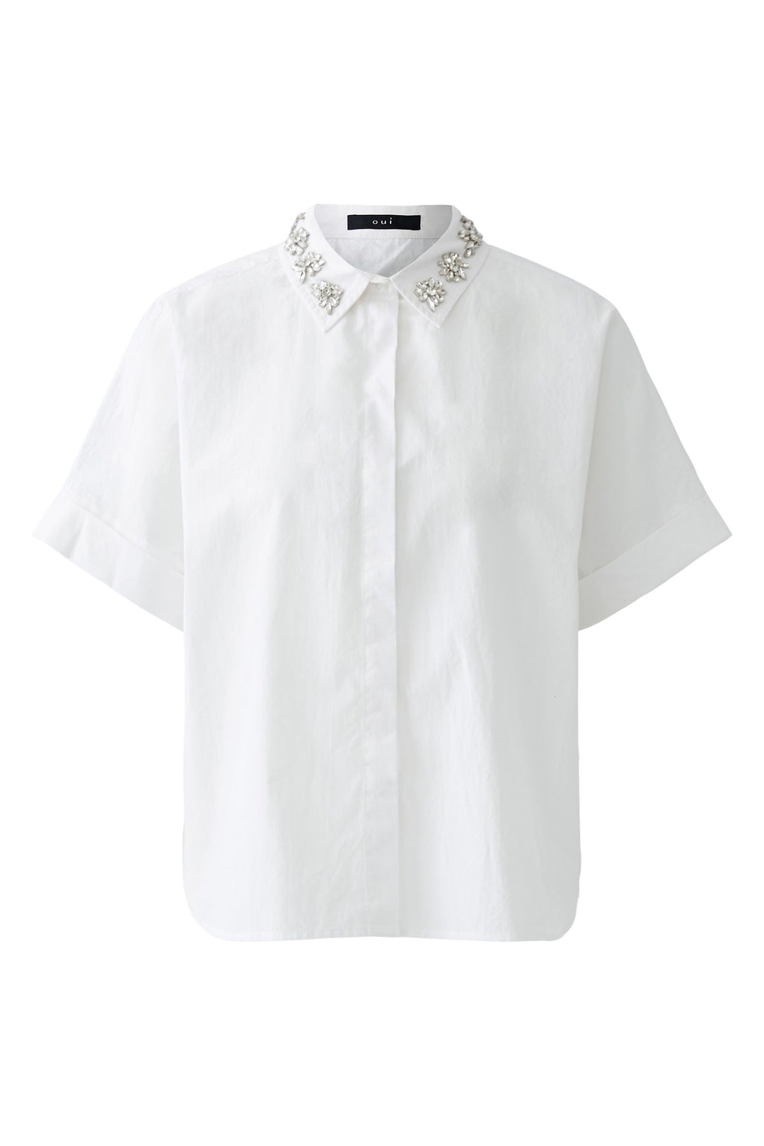Oui Blouse 93690 Short Sleeve Optic White 1002 - Olivia Grace Fashion