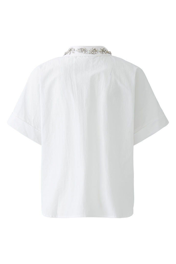 Oui Blouse 93690 Short Sleeve Optic White 1002 - Olivia Grace Fashion
