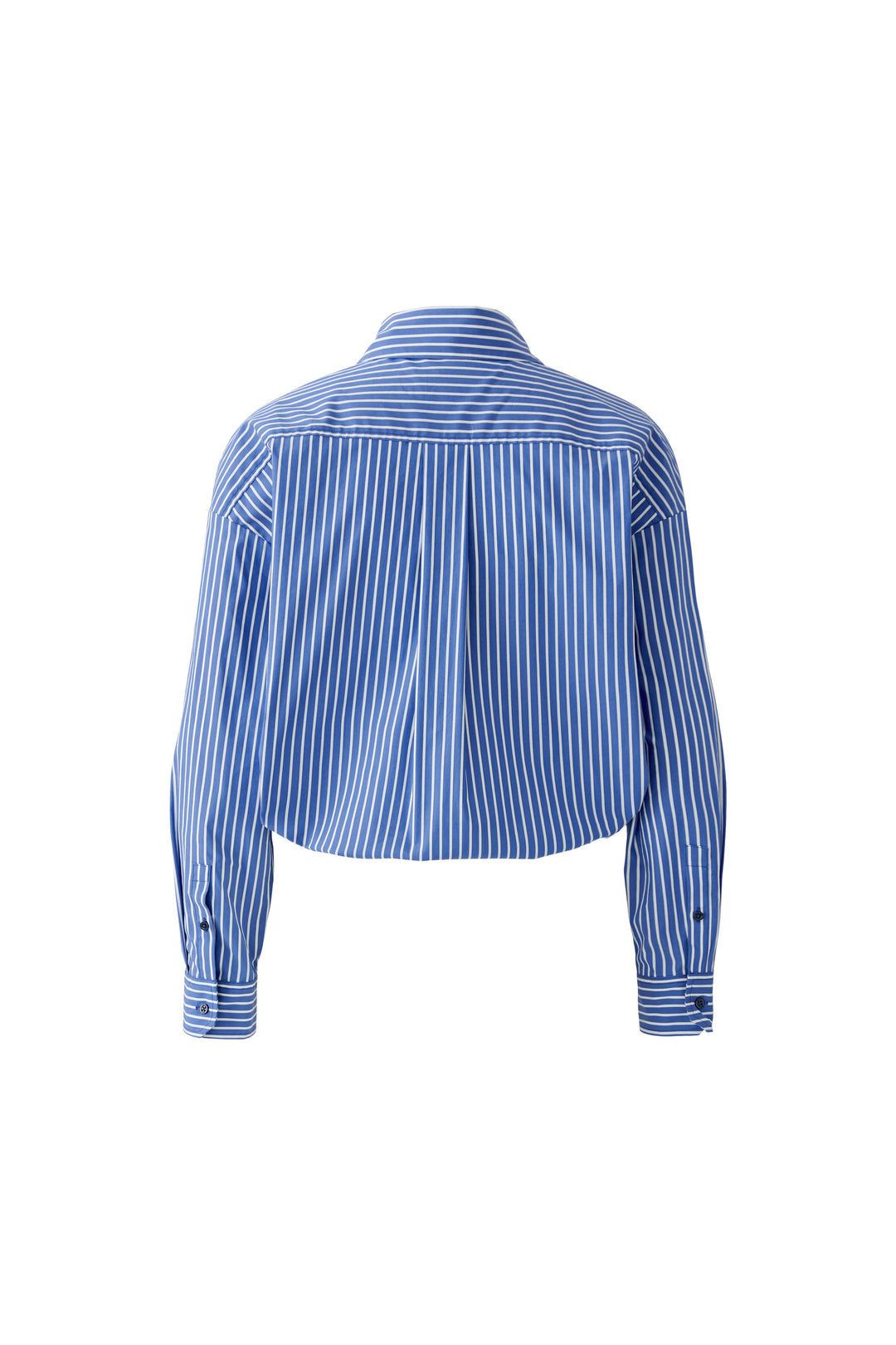 Oui blue white stripe drawstring waist blouse at Olivia Grace Fashion