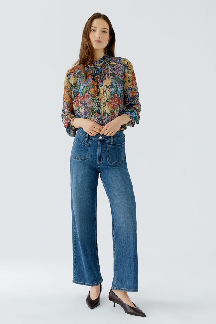 Oui Bright Blue Denim Straight Leg Jeans 100281 at Olivia Grace Fashion