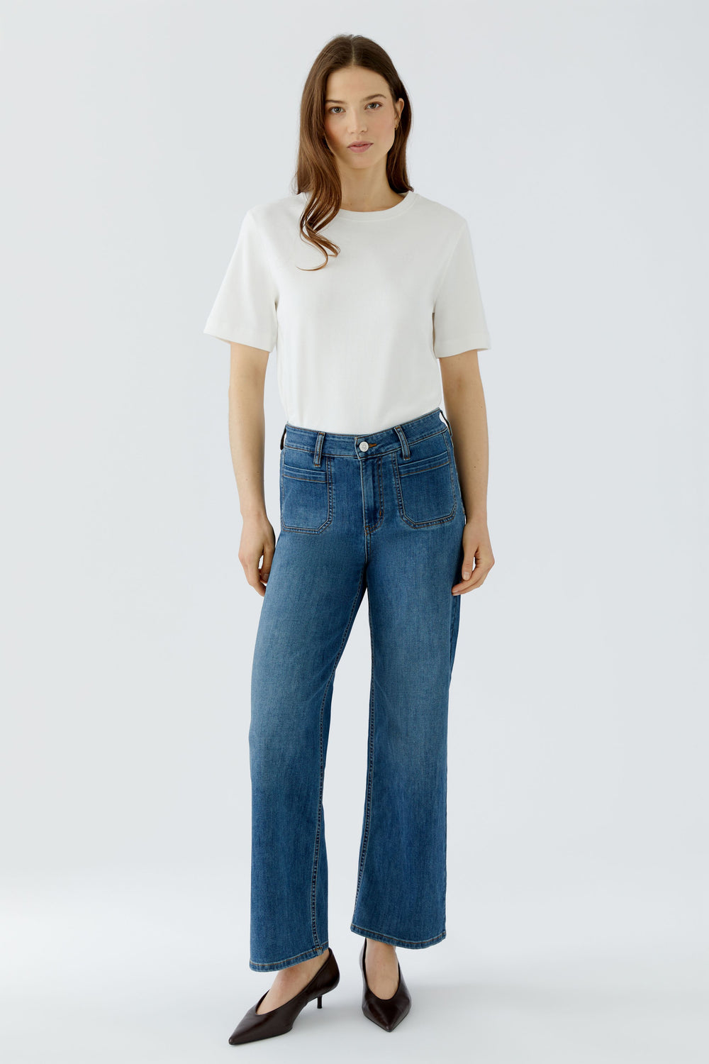 Oui Bright Blue Denim Straight Leg Jeans 100281 at Olivia Grace Fashion