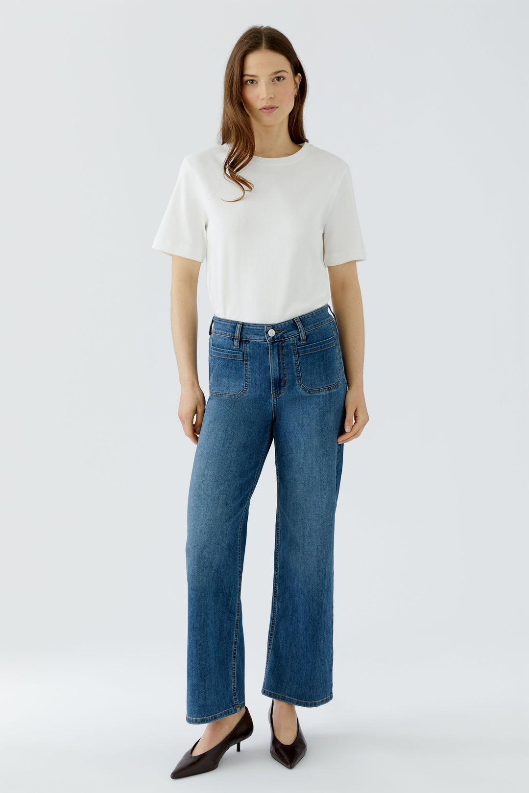 Oui Bright Blue Denim Straight Leg Jeans 100281 at Olivia Grace Fashion