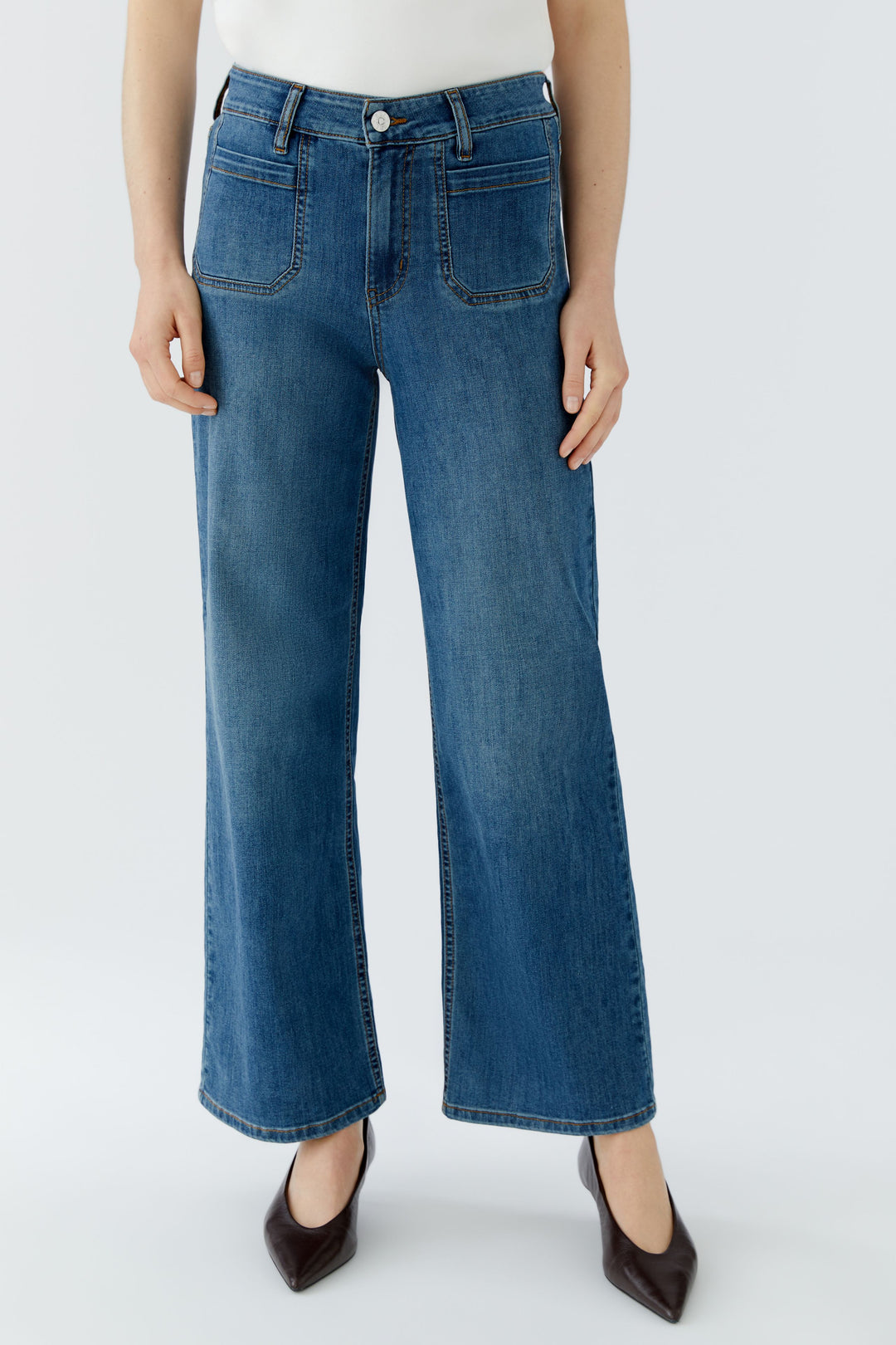 Oui Bright Blue Denim Straight Leg Jeans 100281 at Olivia Grace Fashion