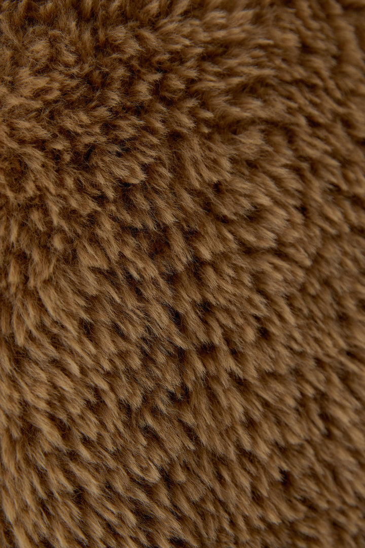 Oui Brown Faux Fur Knit Gilet Waistcoat 98077